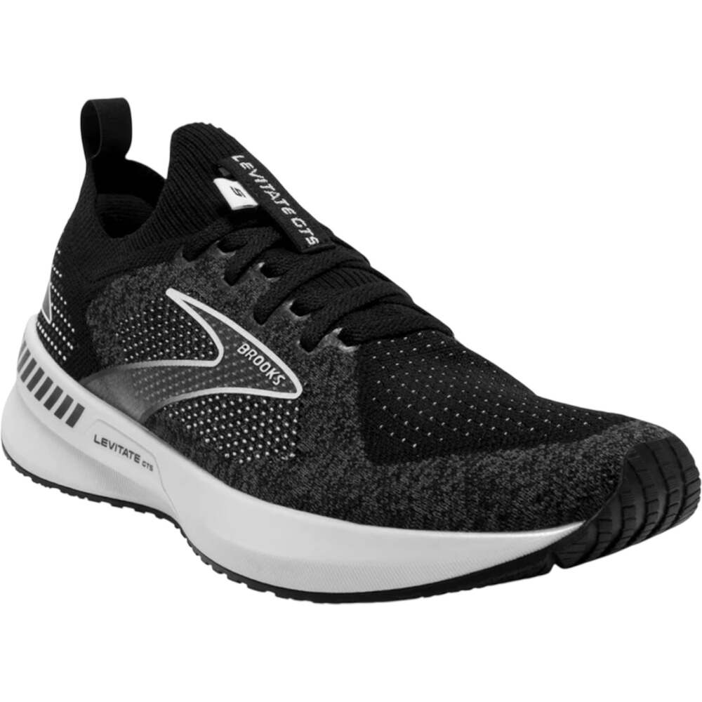 Brooks Levitate StealthFit GTS 5 Roading Running Shoes Black Gray White 6.5